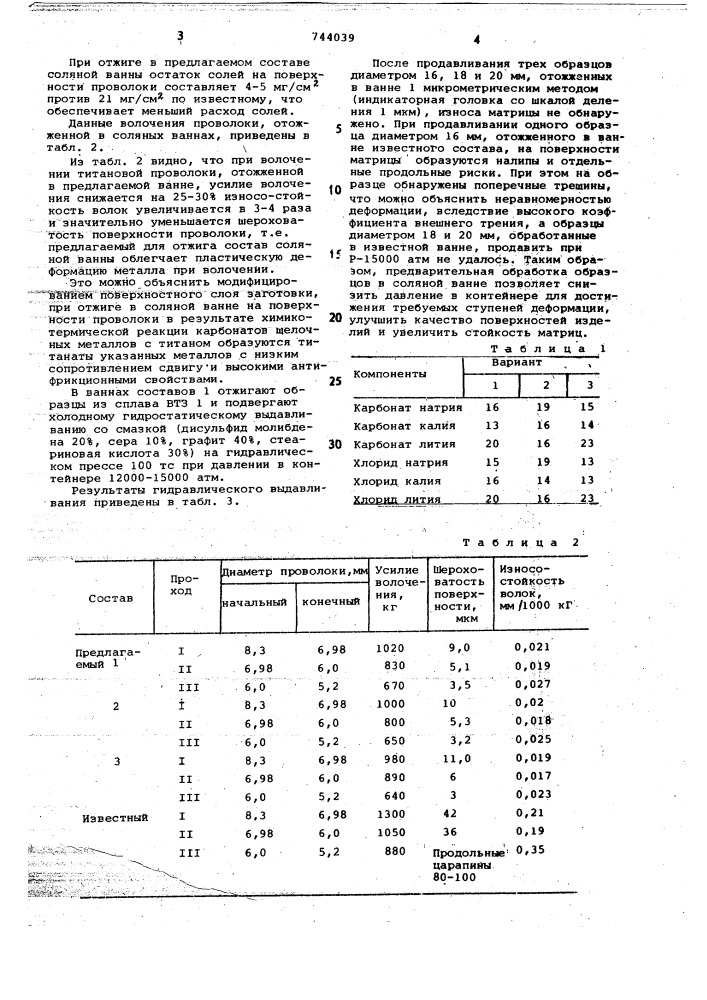 Состав соляной ванны для отжига титановых сплавов (патент 744039)