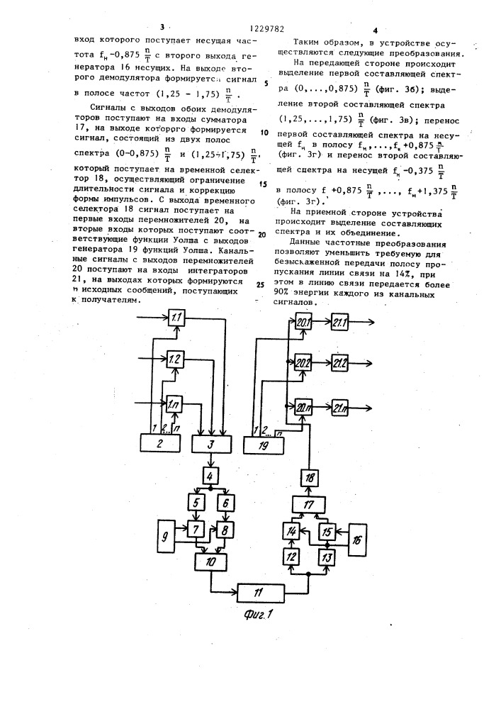 Устройство для моделирования многоканальной системы передачи (патент 1229782)