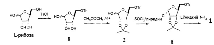 Синтез  -l-2&#39;-дезоксинуклеозидов (патент 2361875)