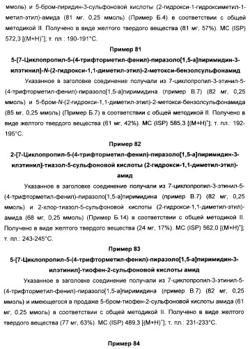 Производные ацетиленил-пиразоло-пиримидина в качестве антагонистов mglur2 (патент 2412943)