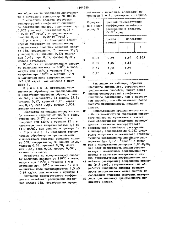 Способ термомагнитной обработки инварного сплава (патент 1164280)