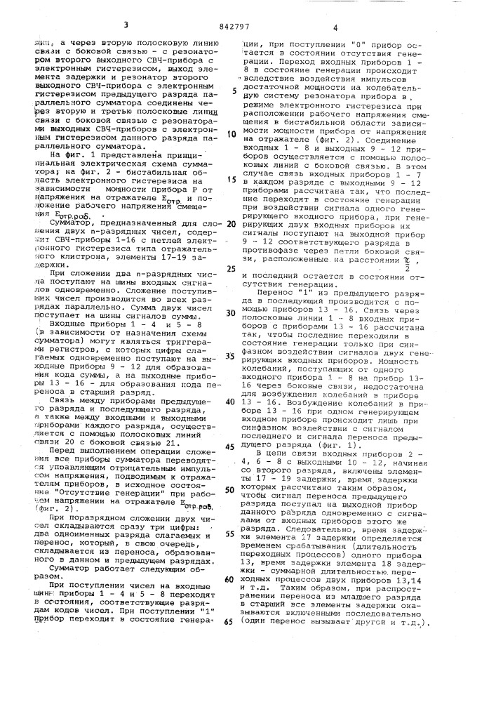 Параллельный комбинационный сумматорна приборах c электронным гистере-зисом (патент 842797)