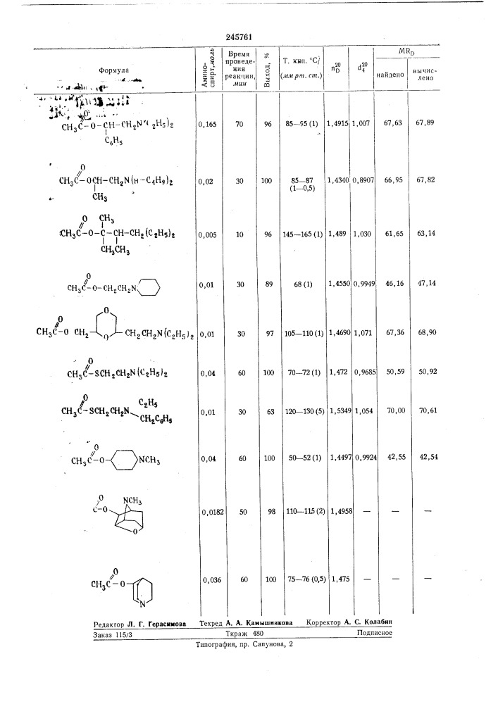 Способ получения аминоэфиров или аминотио-эфиров уксусной кислоты (патент 245761)