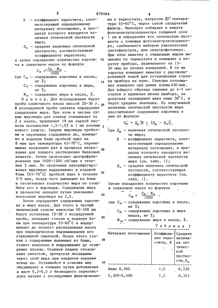 Способ определения количества каротина в сливочном масле (патент 879464)