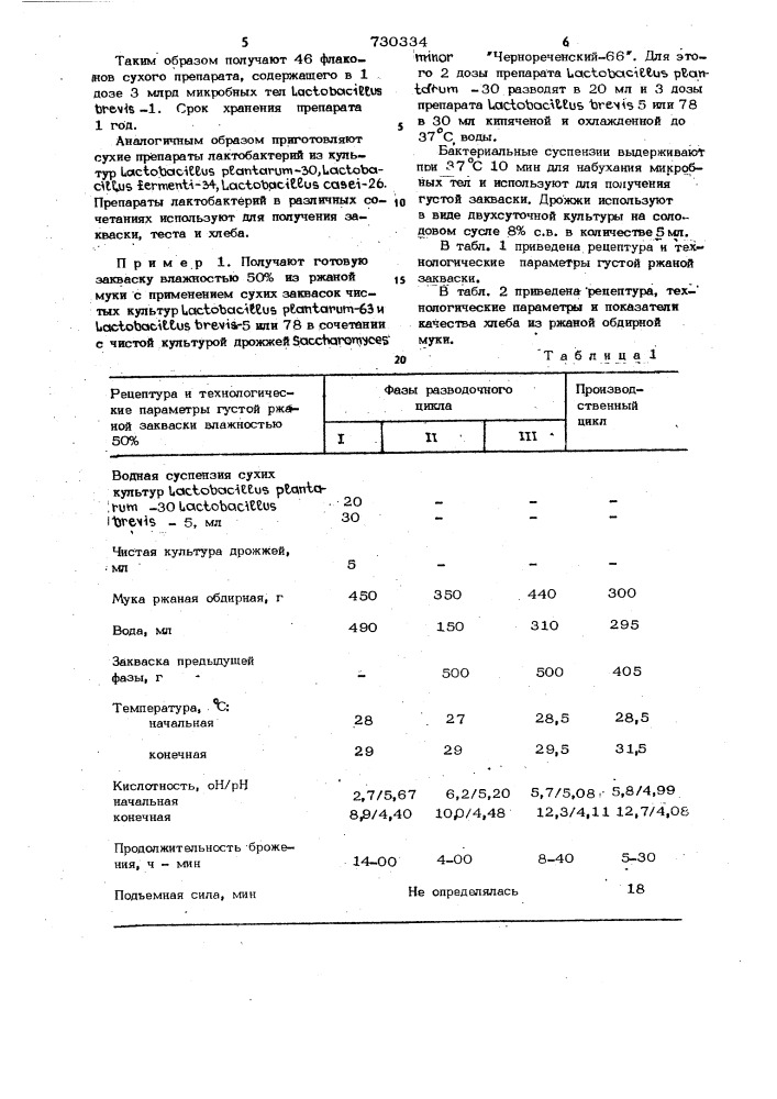 Способ приготовления закваски для хлеба (патент 730334)