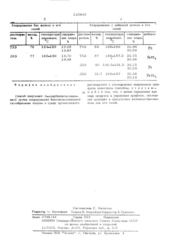 Способ получения 6-хлорбензоксазолинона -2 (патент 325845)