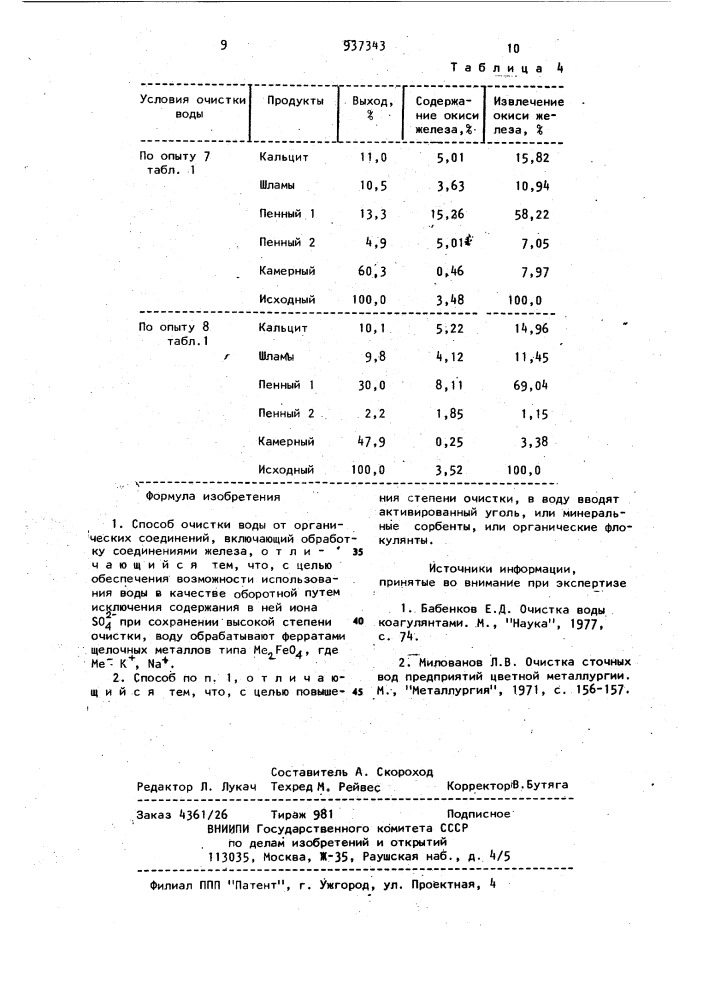 Способ очистки воды от органических соединений (патент 937343)