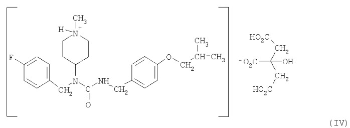 Соли n-(4-фторбензил)-n-(1-метилпиперидин-4-ил)-n`-(2-метилпропилокси)фенилметил)карбамида и их приготовление (патент 2387643)