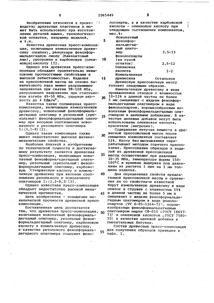 Древесная пресс-композиция (патент 1065449)