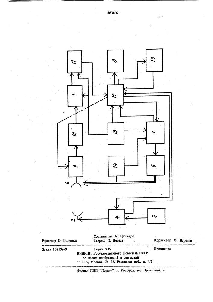 Устройство автоматического контроля и настройки вторичных параметров антенн (патент 883802)
