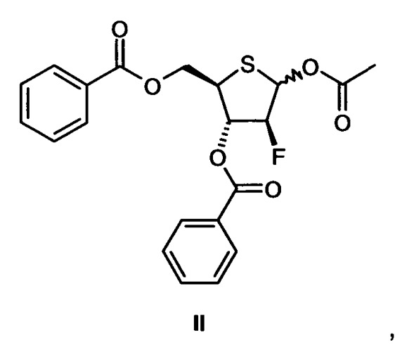 Способ получения замещенных 1-о-ацил-2-дезокси-2-фтор-4-тио-β-d-арабинофураноз (патент 2559364)