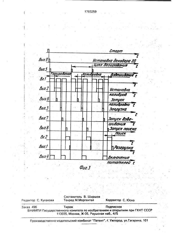 Устройство комбинационного весового дозирования (патент 1793259)