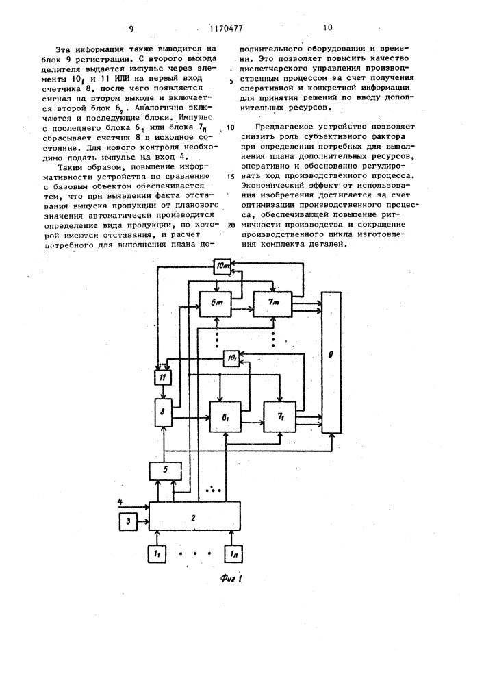Устройство для контроля работы производственного оборудования (патент 1170477)