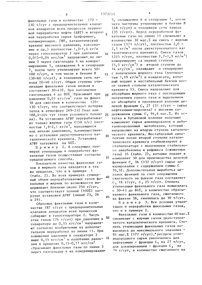 Способ переработки факельных газов (патент 1373715)