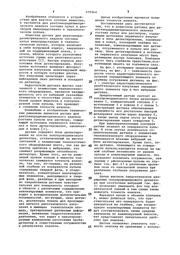 Датчик для рентгенорадиометрического анализа состава пульп или растворов (патент 970964)