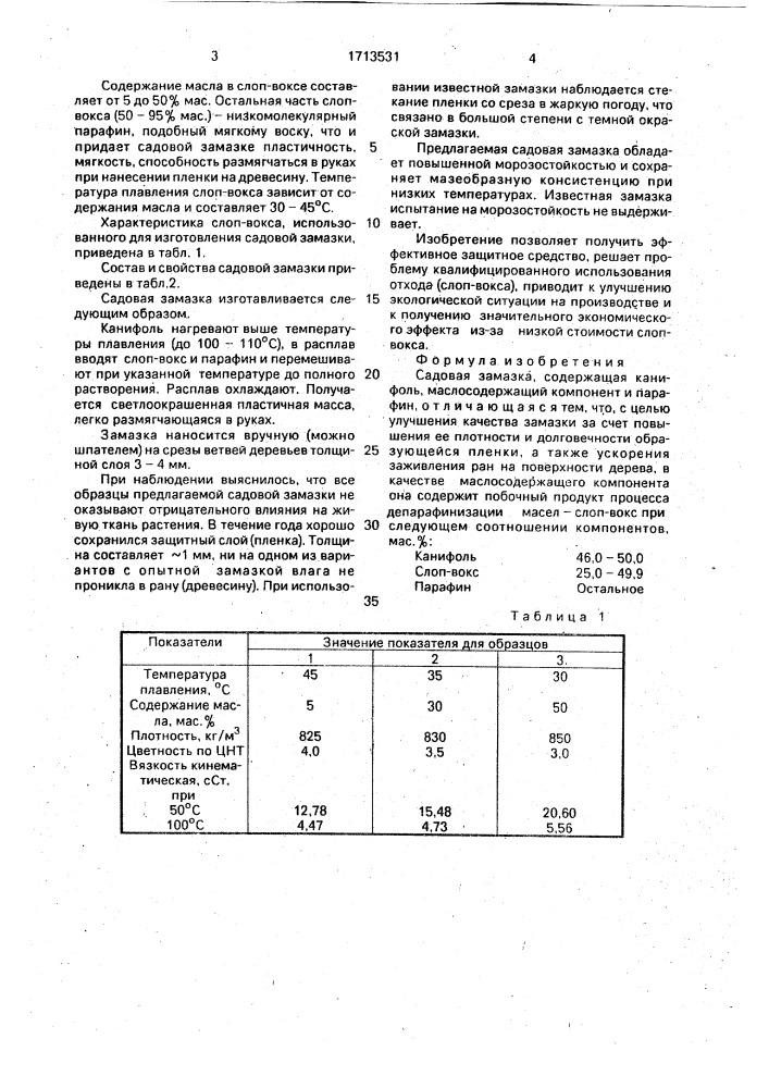 Садовая замазка (патент 1713531)