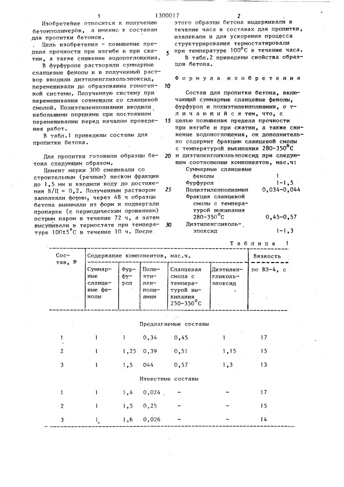 Состав для пропитки бетона (патент 1300017)