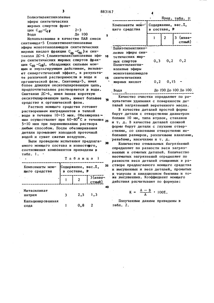 Моющее средство для очистки металлической поверхности (патент 883167)