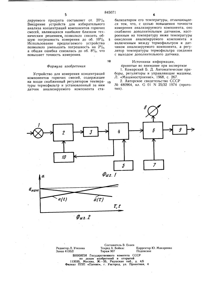 Устройство для измерения концентрациикомпонентов горючих смесей (патент 845071)