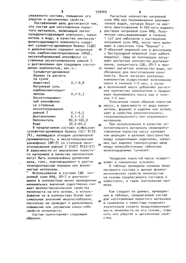 Состав для получения пористого материала (патент 939469)