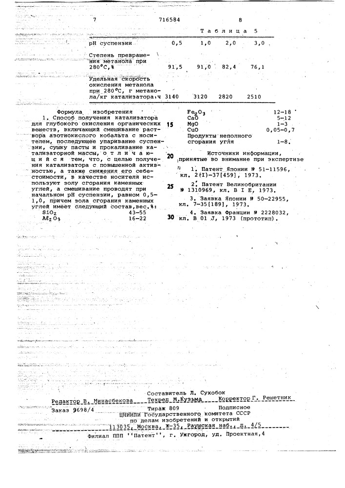 Способ получения катализатора для глубокого окисления органических веществ (патент 716584)