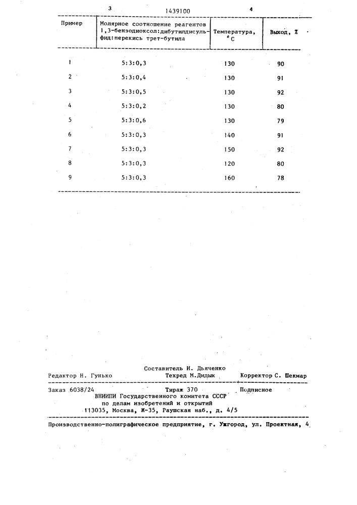 Способ получения 2-бутилтио-1,3-бензодиоксола (патент 1439100)