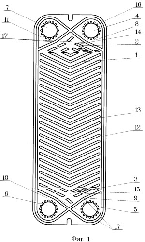 Пластина теплообменника чертеж