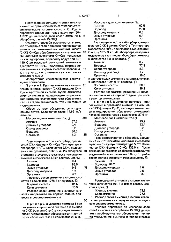 Способ извлечения аммиака из отходящих газов производства аминов (патент 1773457)