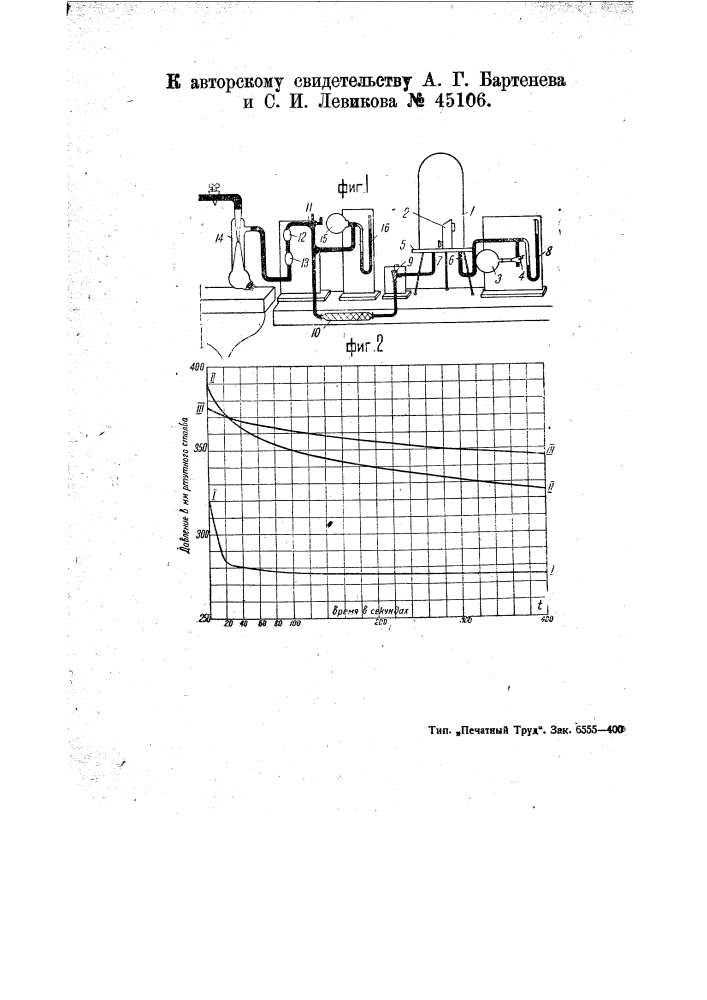 Устройство для испытания полых цилиндров на герметичность (патент 45106)