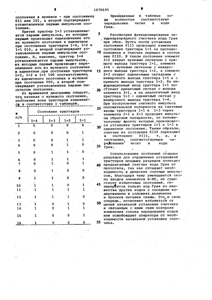@ -разрядный счетчик в коде грея (патент 1070695)