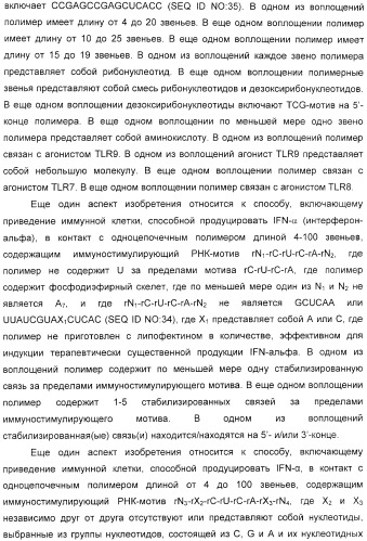 Мотивы последовательности рнк в контексте определенных межнуклеотидных связей, индуцирующие специфические иммуномодулирующие профили (патент 2435851)