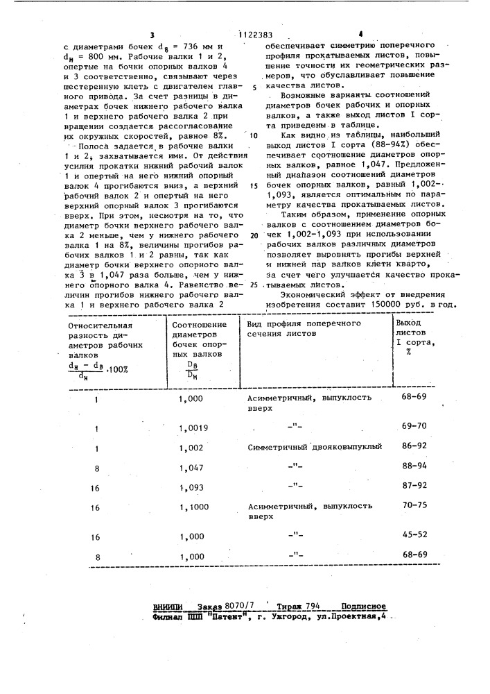 Валковый узел листопрокатной клети кварто (патент 1122383)
