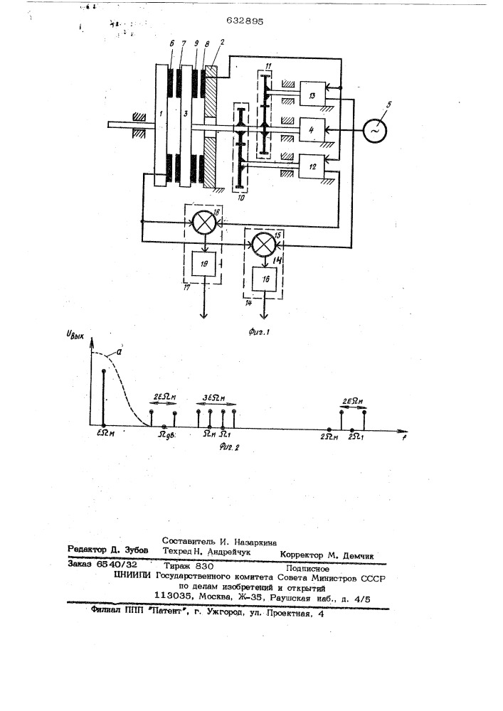 Преобразователь угла поворота вала в фазовый сдвиг двух напряжений (патент 632895)