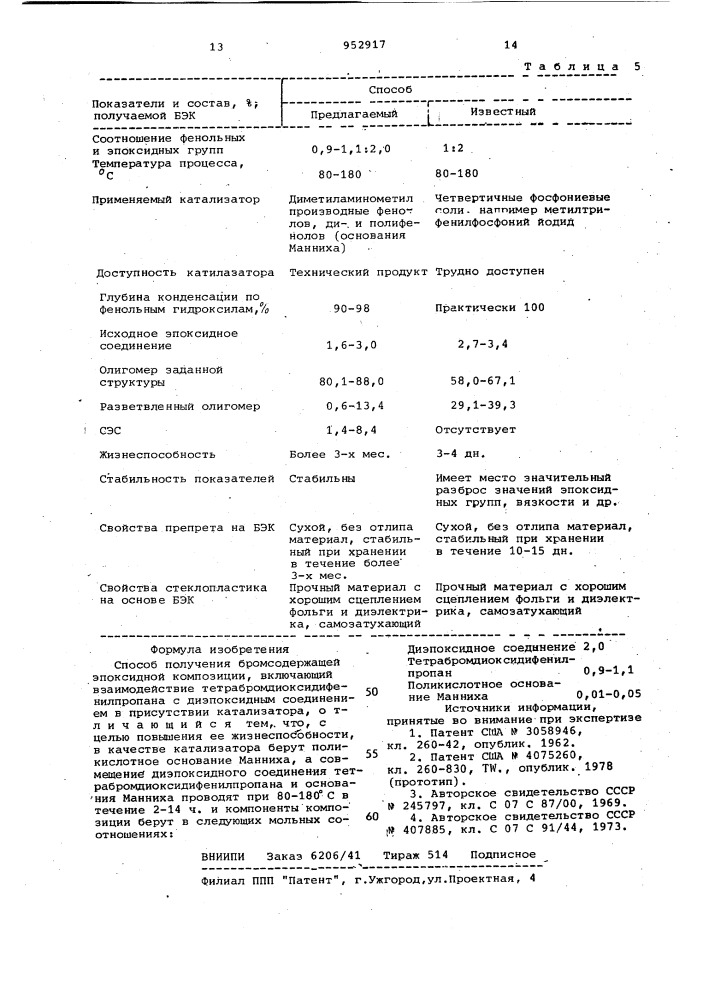 Способ получения бромсодержащей эпоксидной композиции (патент 952917)