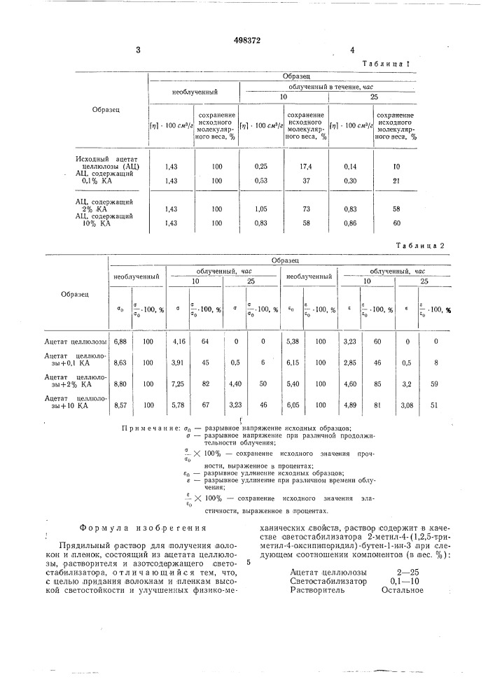 Прядильный раствор (патент 498372)