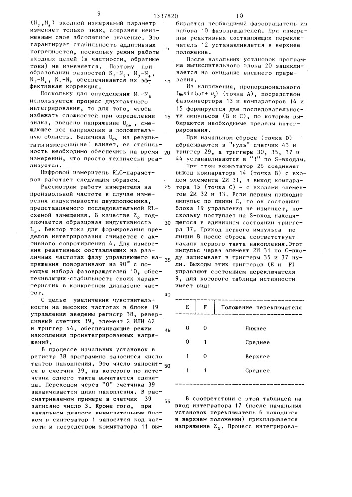 Цифровой измеритель rlc-параметров (патент 1337820)