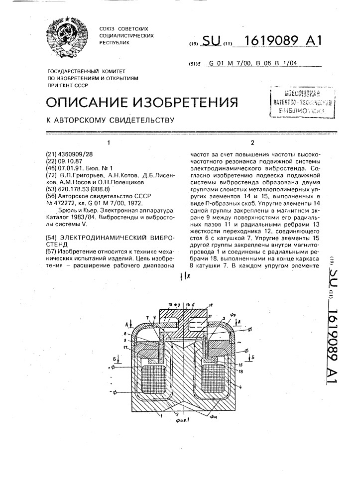 Схема электродинамического вибростенда