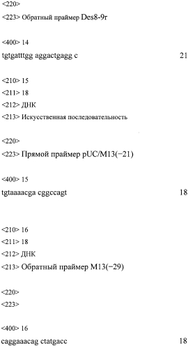 Набор синтетических олигонуклеотидов для определения нуклеотидной последовательности кодирующей части гена des и выявления мутаций, ассоциированных с десминовыми кардиомиопатиями (патент 2556832)