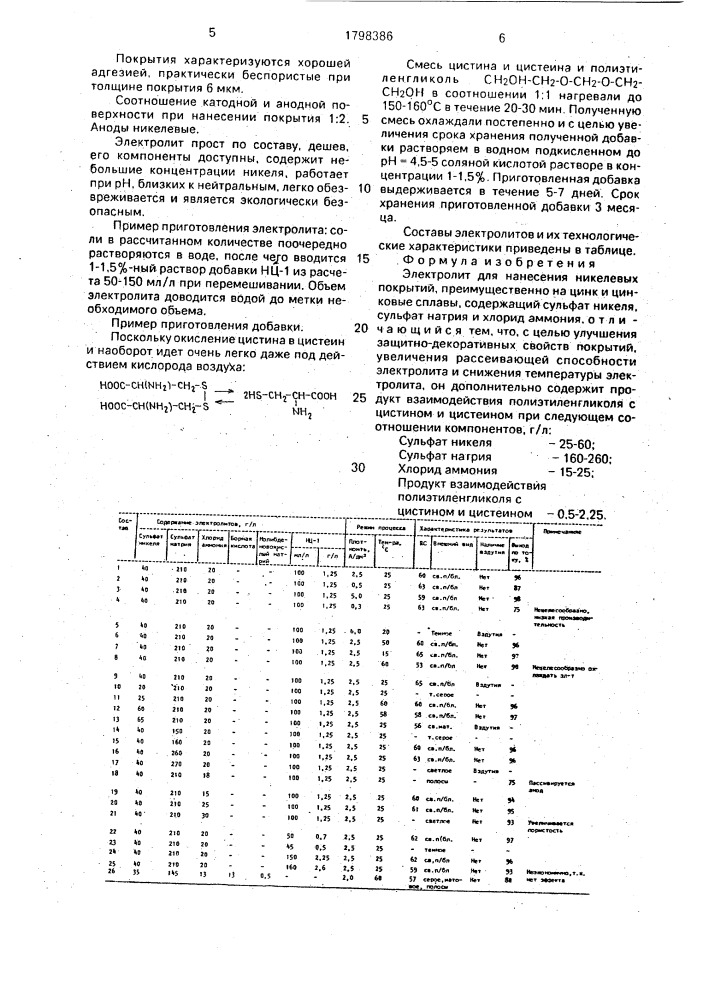 Электролит для нанесения никелевых покрытий (патент 1798386)