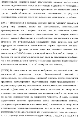 Захват эндотелиальных клеток-предшественников элюирующим лекарственные средства имплантируемым медицинским устройством (патент 2400256)