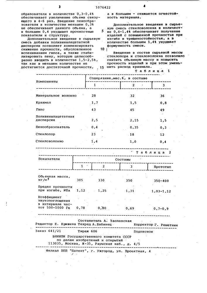 Сырьевая смесь для изготовления декоративно-акустического материала (патент 1076422)