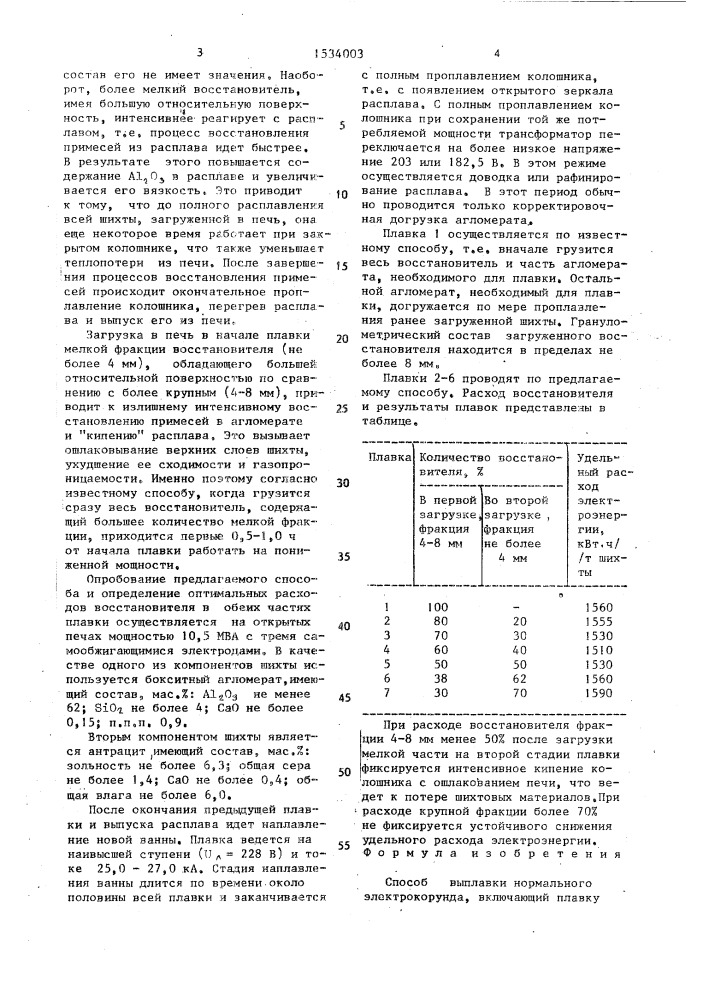 Способ выплавки нормального электрокорунда (патент 1534003)