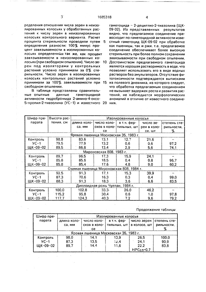 Гаметоцид (патент 1685318)