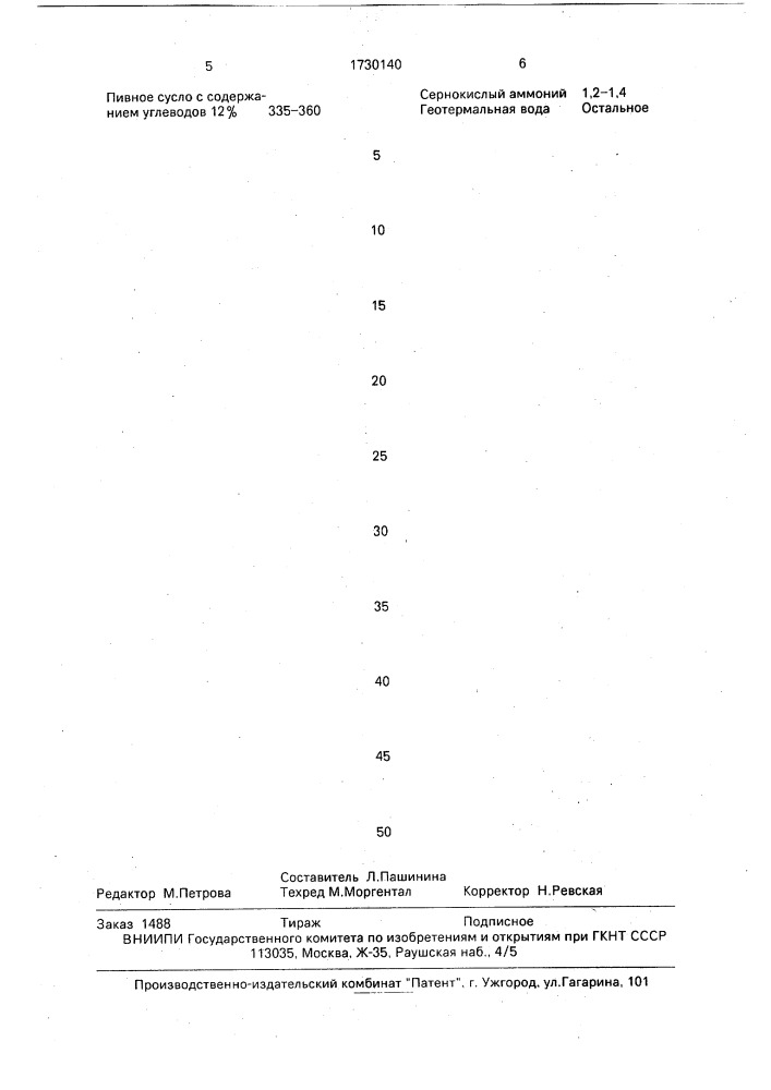 Питательная среда для выращивания дрожжей (патент 1730140)