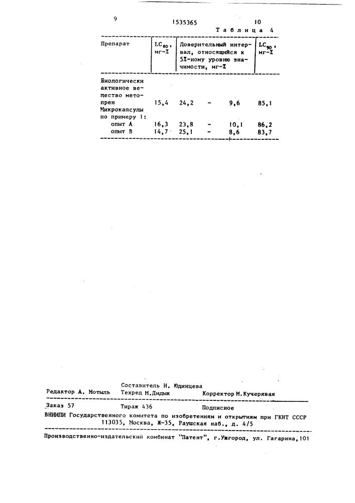 Микрокапсула (патент 1535365)