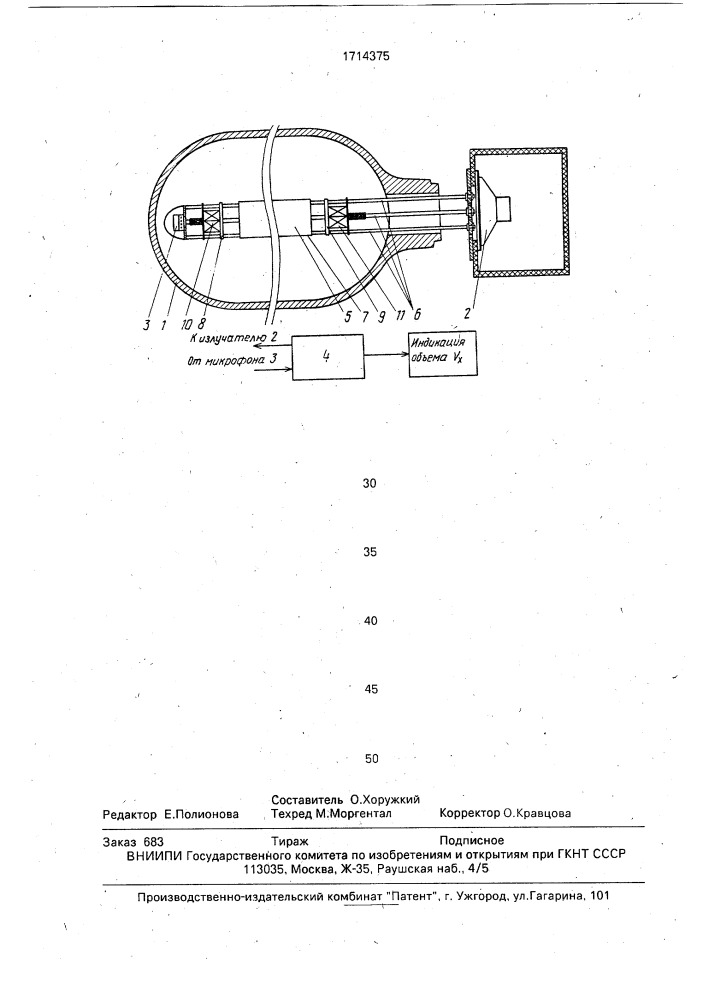 Способ измерения внутреннего объема емкости (патент 1714375)