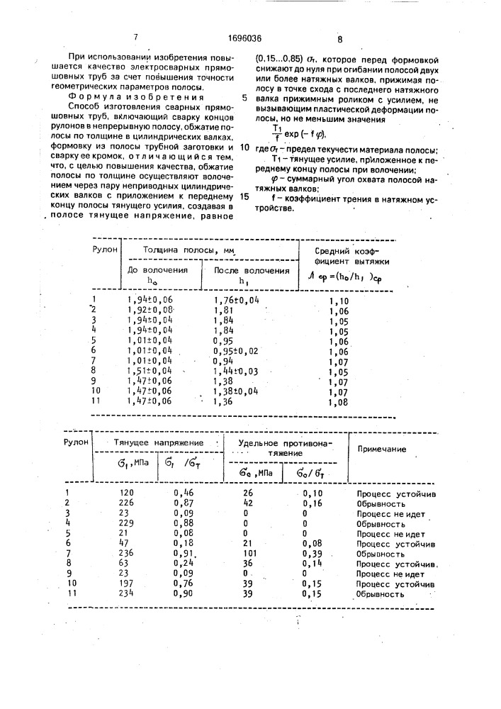 Способ изготовления сварных прямошовных труб (патент 1696036)