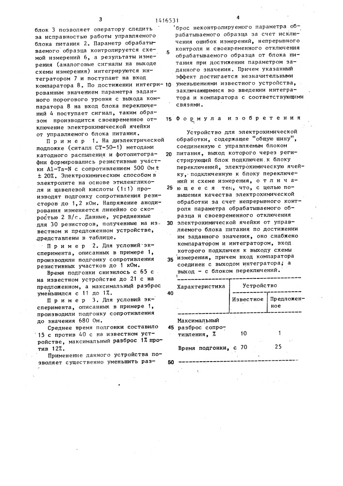 Устройство для электрохимической обработки (патент 1416531)