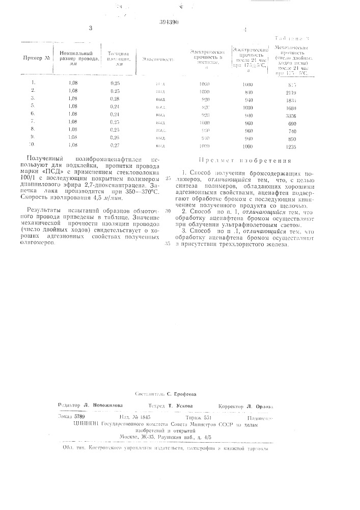 Способ получения бромсодержащих полимеров (патент 394390)