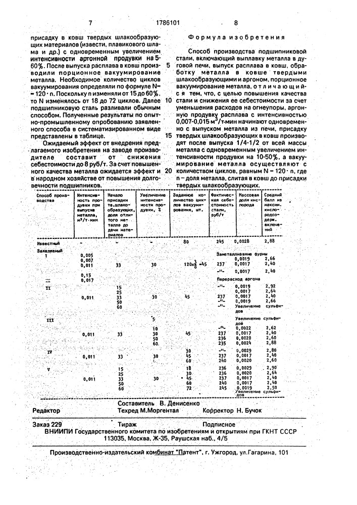 Способ производства подшипниковой стали (патент 1786101)